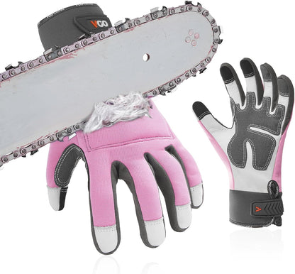 ... Chainsaw Gloves,12-Layer Saw Protection on Left/Both Hand Back,Cow Leather Gloves,Touchscreen