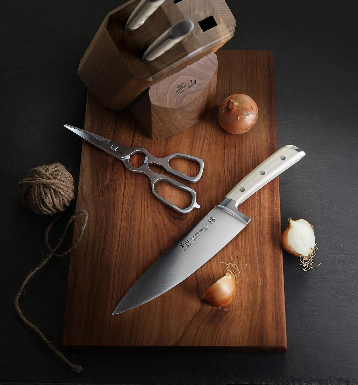 Cangshan S1 Series 1022568 German Steel Forged 5-Piece Starter Knife Block Set, Walnut