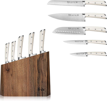 Cangshan S1 Series 1022568 German Steel Forged 5-Piece Starter Knife Block Set, Walnut