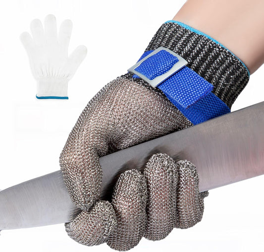 Level 9 Cut Resistant Glove Stainless Steel Wire Metal Mesh Butcher Glove for Meat Cutting Oyster Shucking Chopping and Peeling