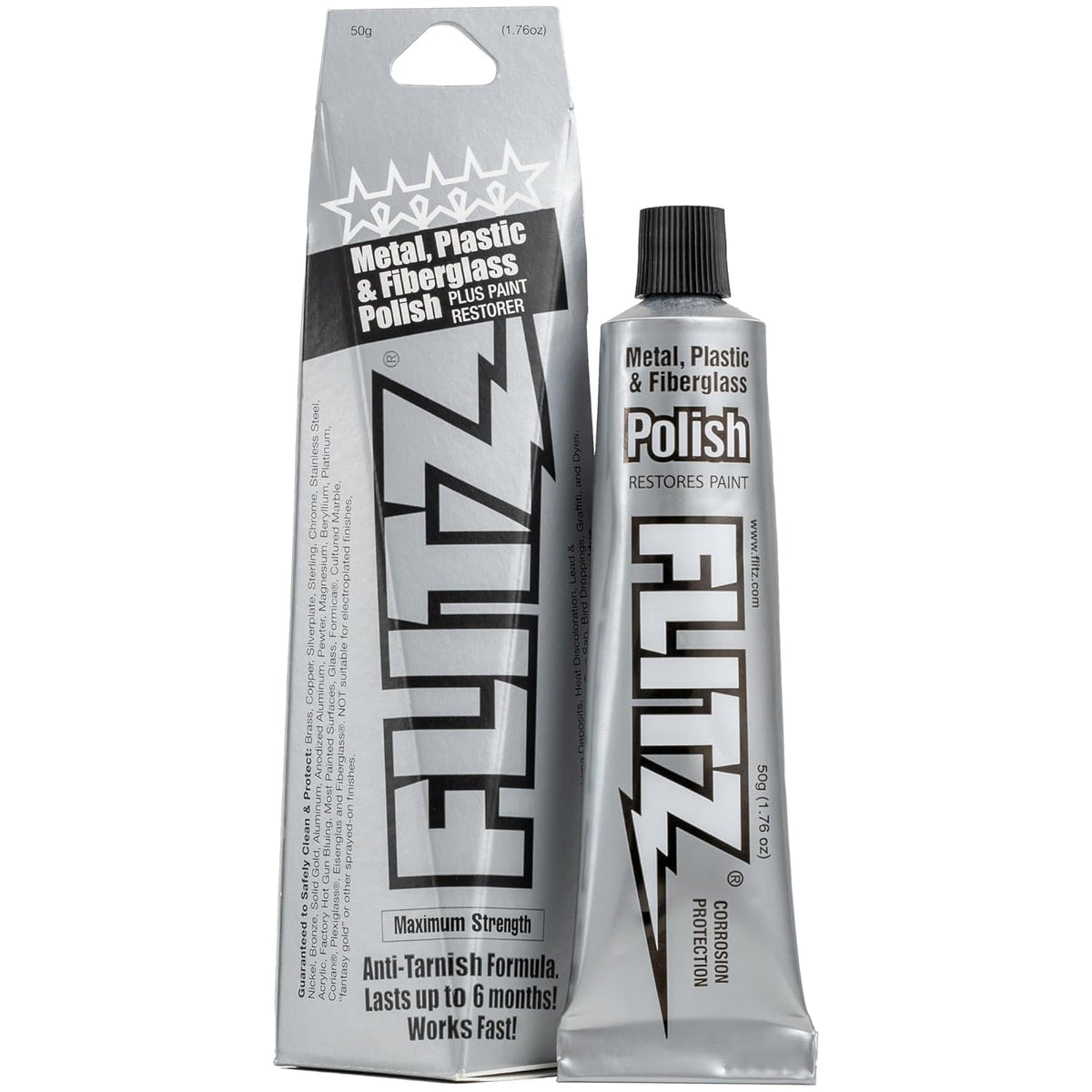 Metal Polish Paste - 1.76oz USA-Made Silver Polish for Solid Chrome, Stainless Steel, & Aluminum - Non-Abrasive for Light Oxidation - Requires Manual Buffing - Not for Plated/Coated Surfaces (1 Pack)