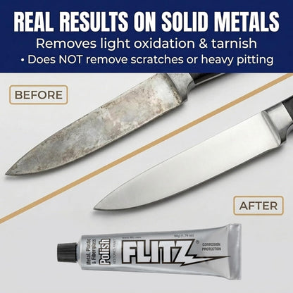 Metal Polish Paste - 1.76oz USA-Made Silver Polish for Solid Chrome, Stainless Steel, & Aluminum - Non-Abrasive for Light Oxidation - Requires Manual Buffing - Not for Plated/Coated Surfaces (1 Pack)