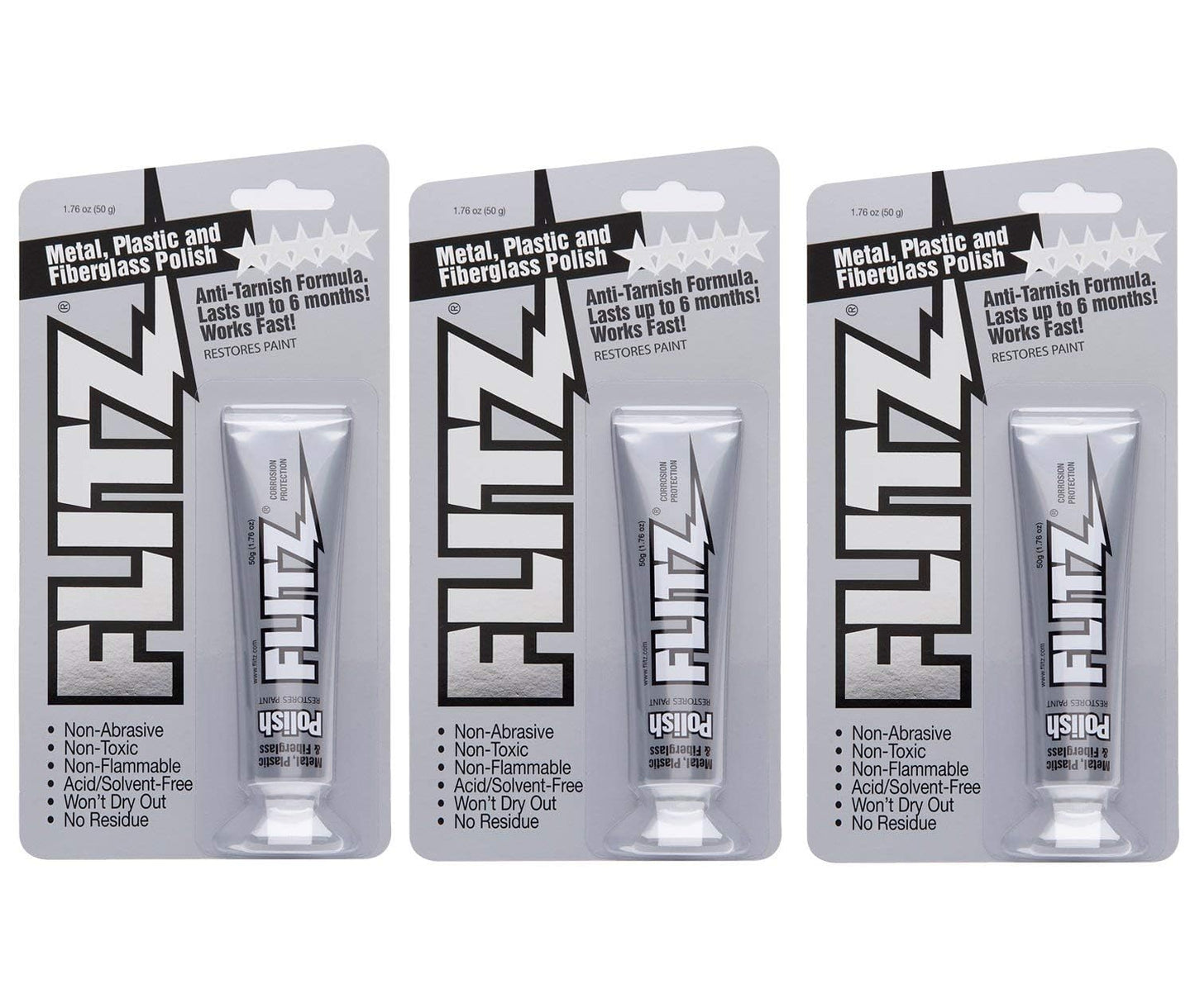 Metal Polish Paste - 1.76oz USA-Made Silver Polish for Solid Chrome, Stainless Steel, & Aluminum - Non-Abrasive for Light Oxidation - Requires Manual Buffing - Not for Plated/Coated Surfaces (1 Pack)