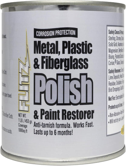 Metal Polish Paste - 1.76oz USA-Made Silver Polish for Solid Chrome, Stainless Steel, & Aluminum - Non-Abrasive for Light Oxidation - Requires Manual Buffing - Not for Plated/Coated Surfaces (1 Pack)