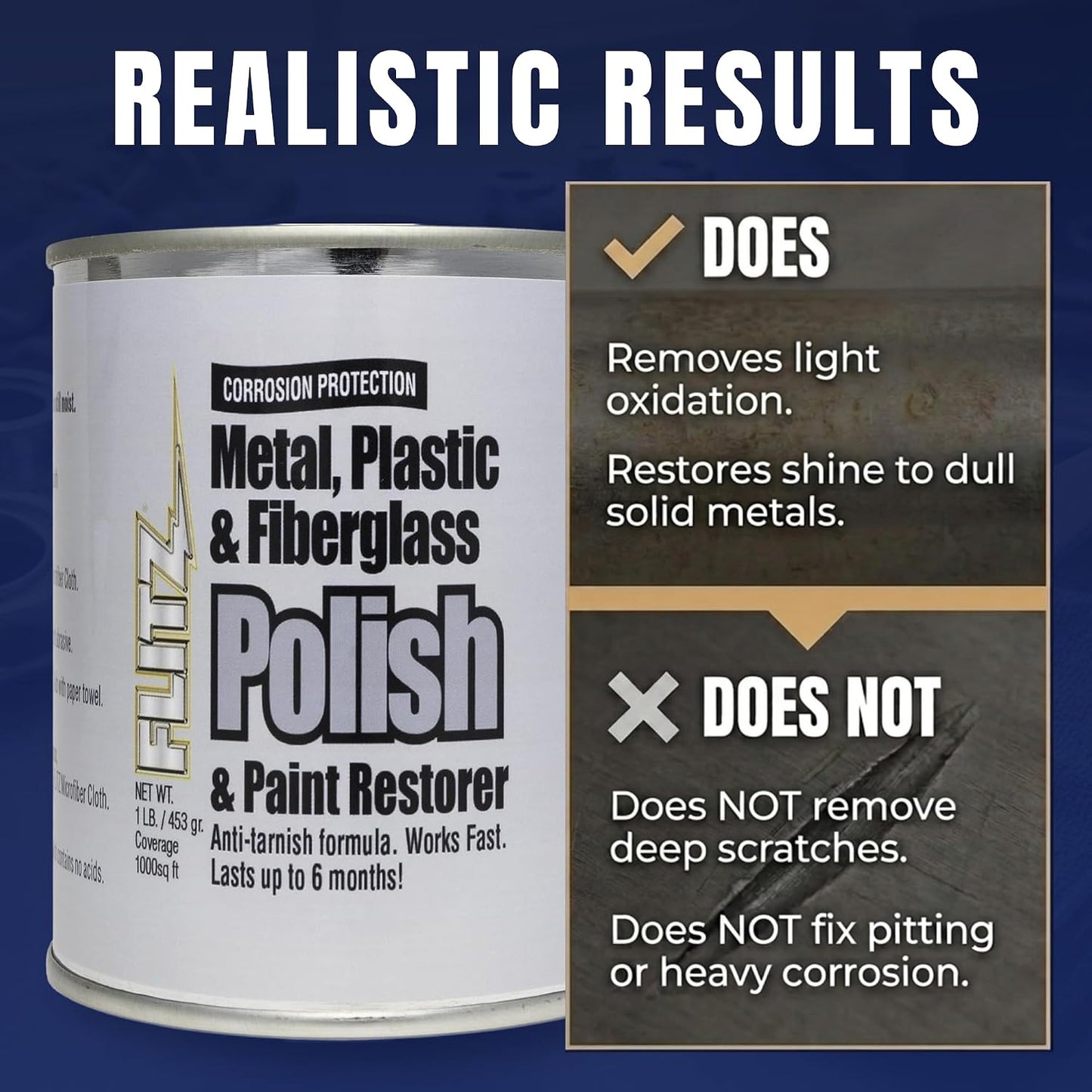 Metal Polish Paste - 1.76oz USA-Made Silver Polish for Solid Chrome, Stainless Steel, & Aluminum - Non-Abrasive for Light Oxidation - Requires Manual Buffing - Not for Plated/Coated Surfaces (1 Pack)