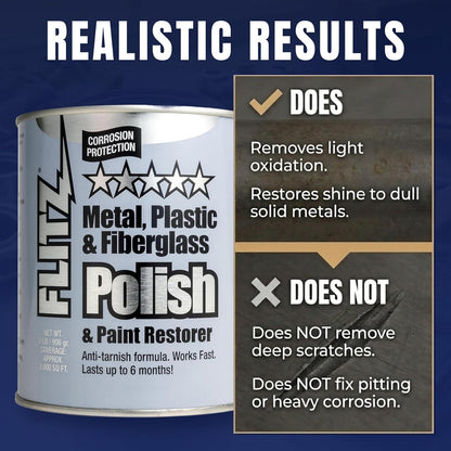Metal Polish Paste - 1.76oz USA-Made Silver Polish for Solid Chrome, Stainless Steel, & Aluminum - Non-Abrasive for Light Oxidation - Requires Manual Buffing - Not for Plated/Coated Surfaces (1 Pack)