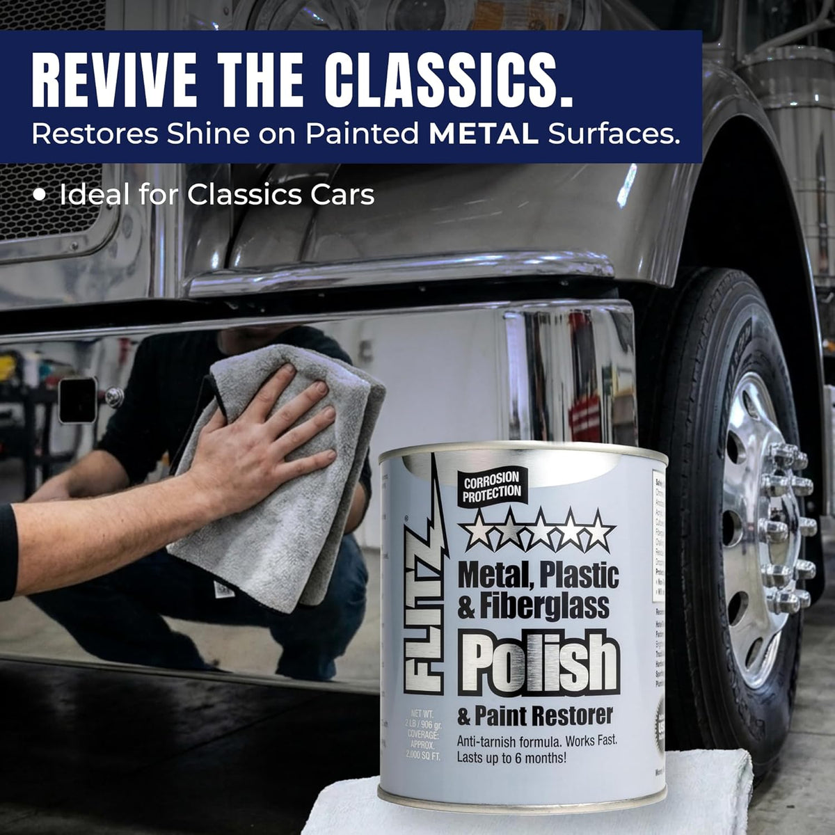 Metal Polish Paste - 1.76oz USA-Made Silver Polish for Solid Chrome, Stainless Steel, & Aluminum - Non-Abrasive for Light Oxidation - Requires Manual Buffing - Not for Plated/Coated Surfaces (1 Pack)