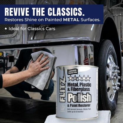 Metal Polish Paste - 1.76oz USA-Made Silver Polish for Solid Chrome, Stainless Steel, & Aluminum - Non-Abrasive for Light Oxidation - Requires Manual Buffing - Not for Plated/Coated Surfaces (1 Pack)