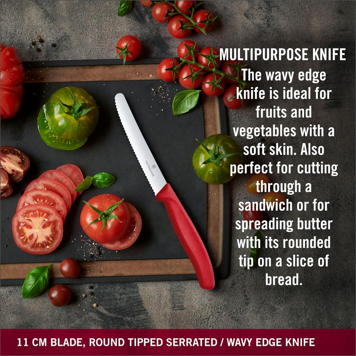 Swiss Classic Paring Knife Set with Peeler - Includes a Straight Edge Paring Knife, Serrated Paring Knife & Fruit & Vegetable Peeler - Red Handle, 3-Piece Set