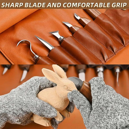 Wood Carving Kit, 25Pcs Complete Whittling Kit - 9 Walnut Handles Wood Carving Knife, 5 Detail Knifes, 3 Chisels, Professional Woodworking Tool Set for Beginners DIY Crafts & Gifts