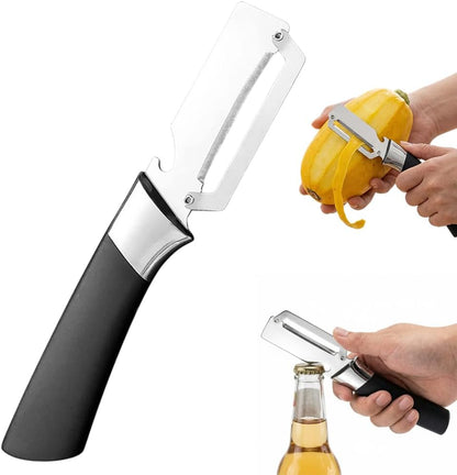 2026 New Multi-functional Vegetable Peeler, Ktchen Multi-function Stainless Steel Thickened Fruit Peeler Knife with Wooden Handle, 3-1,Suitable for Peeling Fruits and Shredding Scallions (B-1PCS)