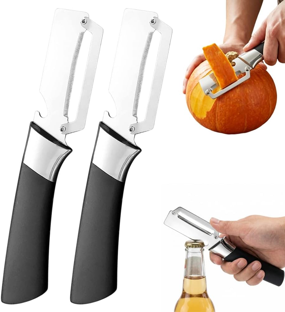 2026 New Multi-functional Vegetable Peeler, Ktchen Multi-function Stainless Steel Thickened Fruit Peeler Knife with Wooden Handle, 3-1,Suitable for Peeling Fruits and Shredding Scallions (B-1PCS)