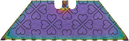 Serrated Steel Blade Replacement for Berkling Utility Knife, Custom Double Sided Laser Engraved Designs, Rainbow - Skull - 5 Pack