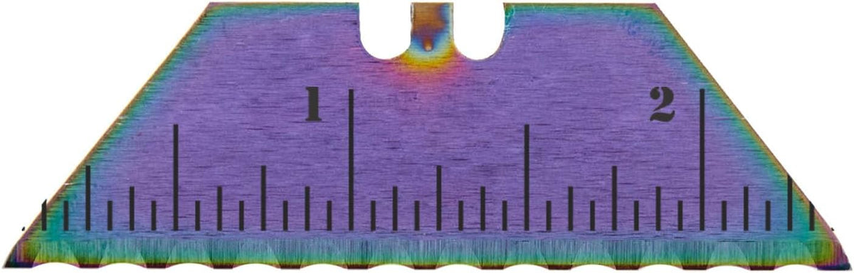 Serrated Steel Blade Replacement for Berkling Utility Knife, Custom Double Sided Laser Engraved Designs, Rainbow - Skull - 5 Pack
