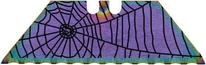 Serrated Steel Blade Replacement for Berkling Utility Knife, Custom Double Sided Laser Engraved Designs, Rainbow - Skull - 5 Pack