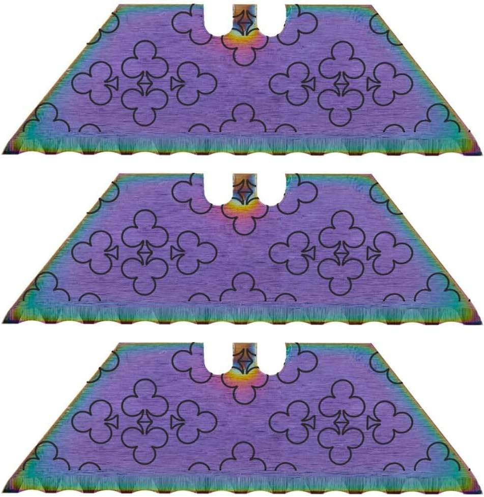 Serrated Steel Blade Replacement for Berkling Utility Knife, Custom Double Sided Laser Engraved Designs, Rainbow - Skull - 5 Pack
