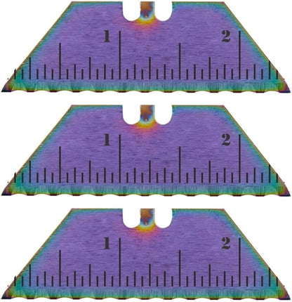 Serrated Steel Blade Replacement for Berkling Utility Knife, Custom Double Sided Laser Engraved Designs, Rainbow - Skull - 5 Pack