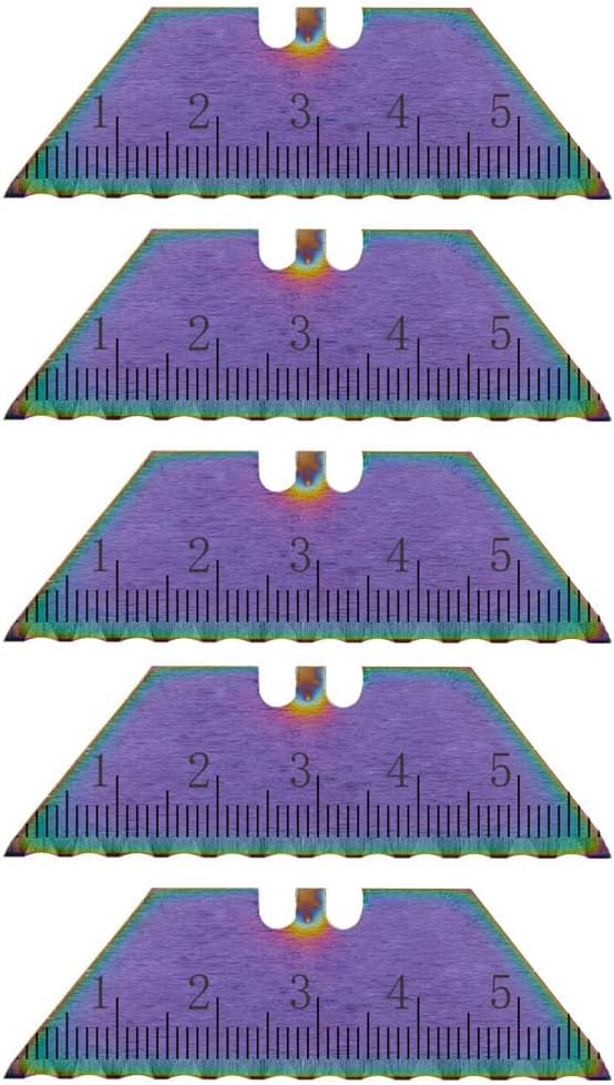 Serrated Steel Blade Replacement for Berkling Utility Knife, Custom Double Sided Laser Engraved Designs, Rainbow - Skull - 5 Pack
