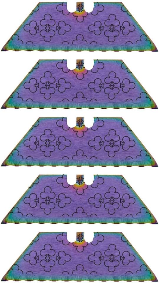 Serrated Steel Blade Replacement for Berkling Utility Knife, Custom Double Sided Laser Engraved Designs, Rainbow - Skull - 5 Pack