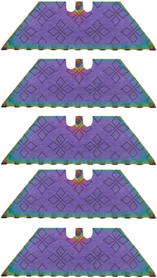 Serrated Steel Blade Replacement for Berkling Utility Knife, Custom Double Sided Laser Engraved Designs, Rainbow - Skull - 5 Pack