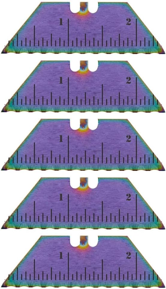 Serrated Steel Blade Replacement for Berkling Utility Knife, Custom Double Sided Laser Engraved Designs, Rainbow - Skull - 5 Pack