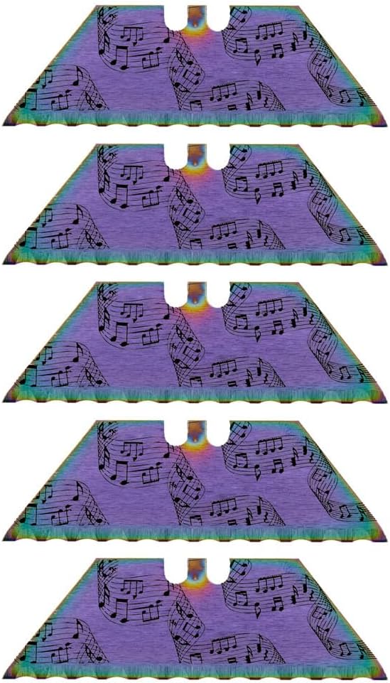 Serrated Steel Blade Replacement for Berkling Utility Knife, Custom Double Sided Laser Engraved Designs, Rainbow - Skull - 5 Pack