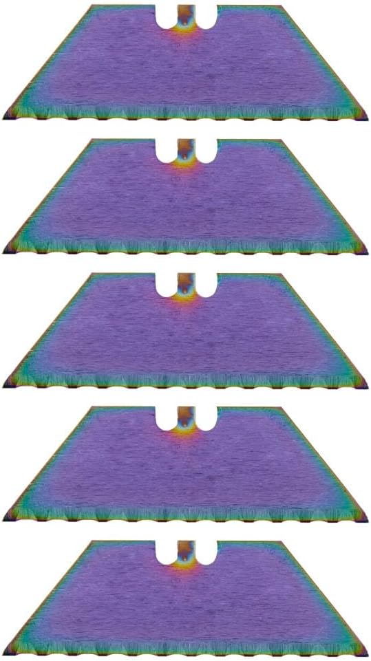 Serrated Steel Blade Replacement for Berkling Utility Knife, Custom Double Sided Laser Engraved Designs, Rainbow - Skull - 5 Pack