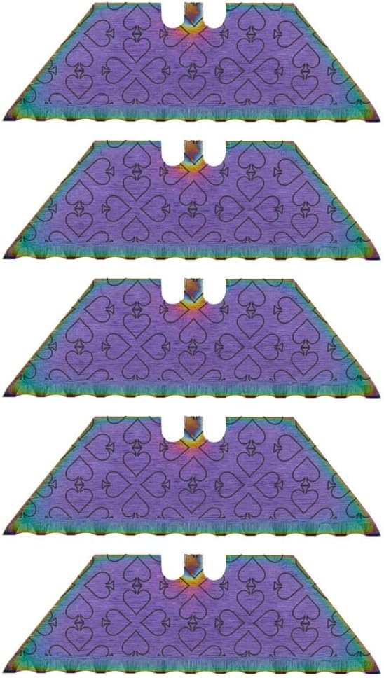 Serrated Steel Blade Replacement for Berkling Utility Knife, Custom Double Sided Laser Engraved Designs, Rainbow - Skull - 5 Pack