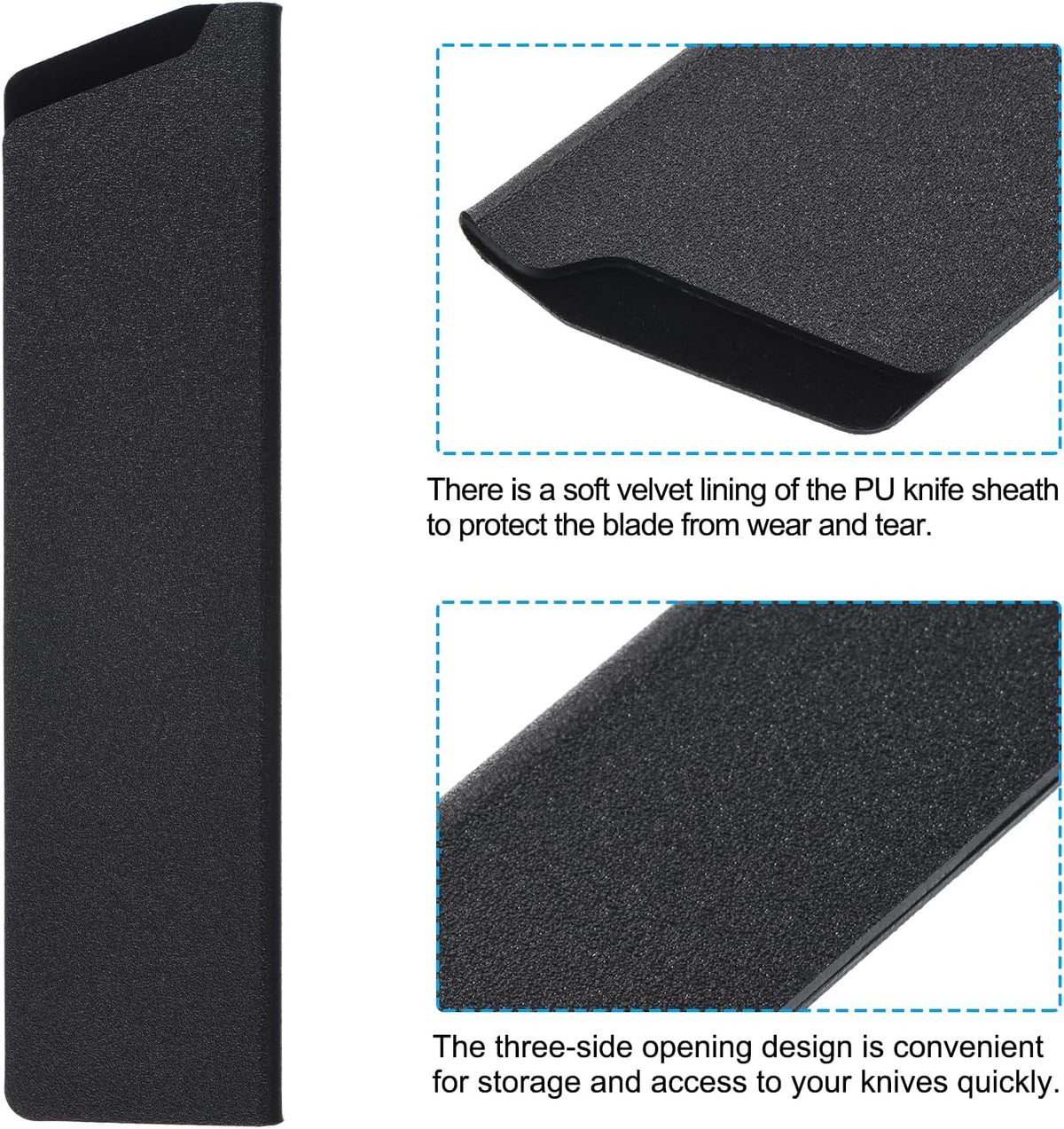 ABS Knife Cover Sleeves for 8" Chef Knife, Knives Edge Guard Blade Protector Universal Knife Sheath for Home Kitchen, Black