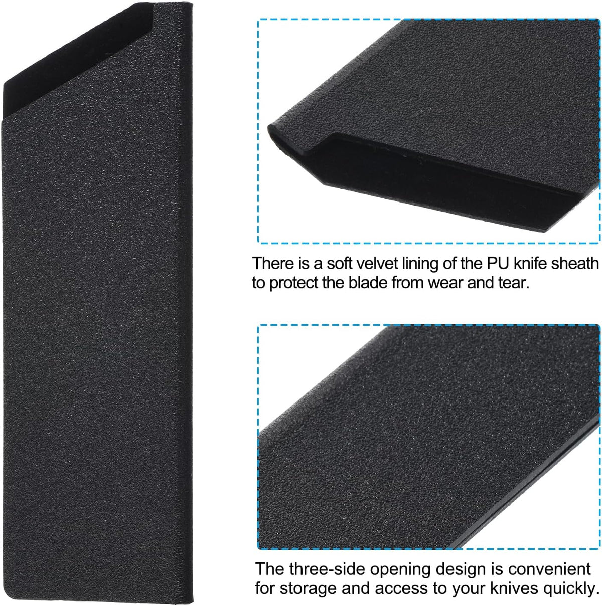 ABS Knife Cover Sleeves for 8" Chef Knife, Knives Edge Guard Blade Protector Universal Knife Sheath for Home Kitchen, Black