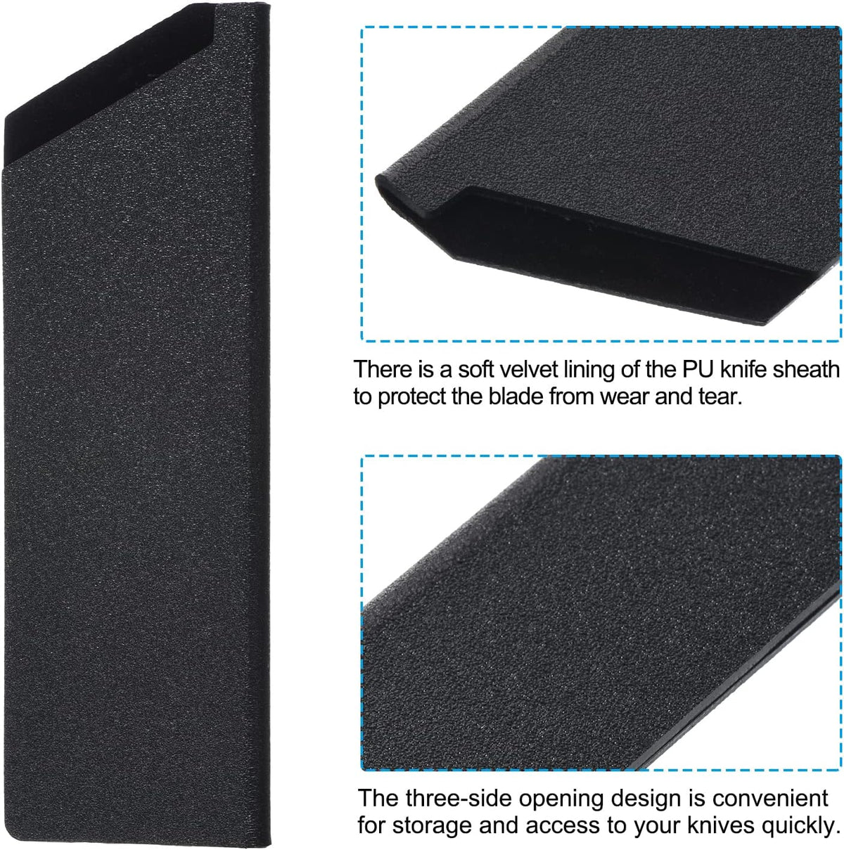 ABS Knife Cover Sleeves for 8" Chef Knife, Knives Edge Guard Blade Protector Universal Knife Sheath for Home Kitchen, Black