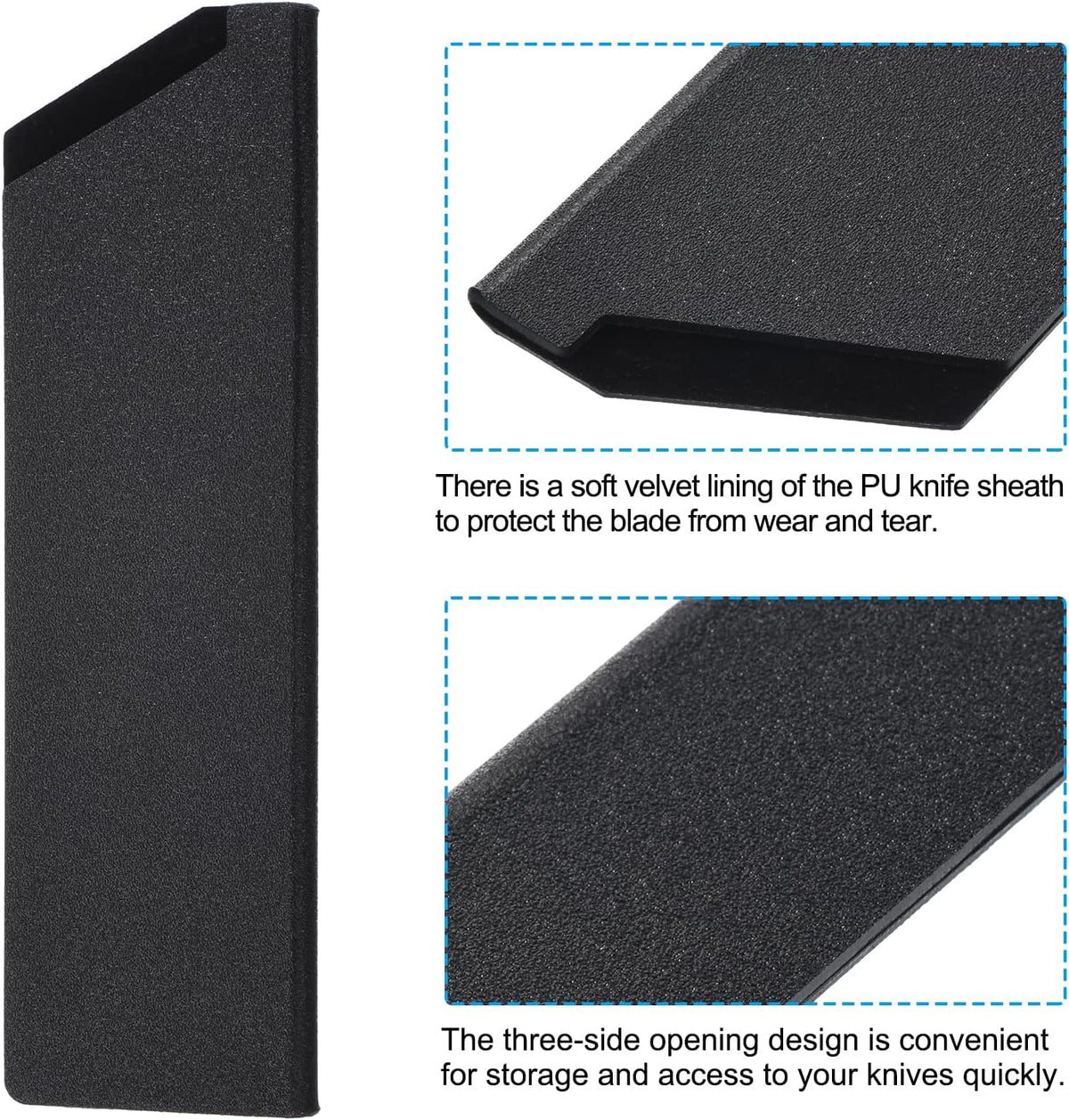 ABS Knife Cover Sleeves for 8" Chef Knife, Knives Edge Guard Blade Protector Universal Knife Sheath for Home Kitchen, Black