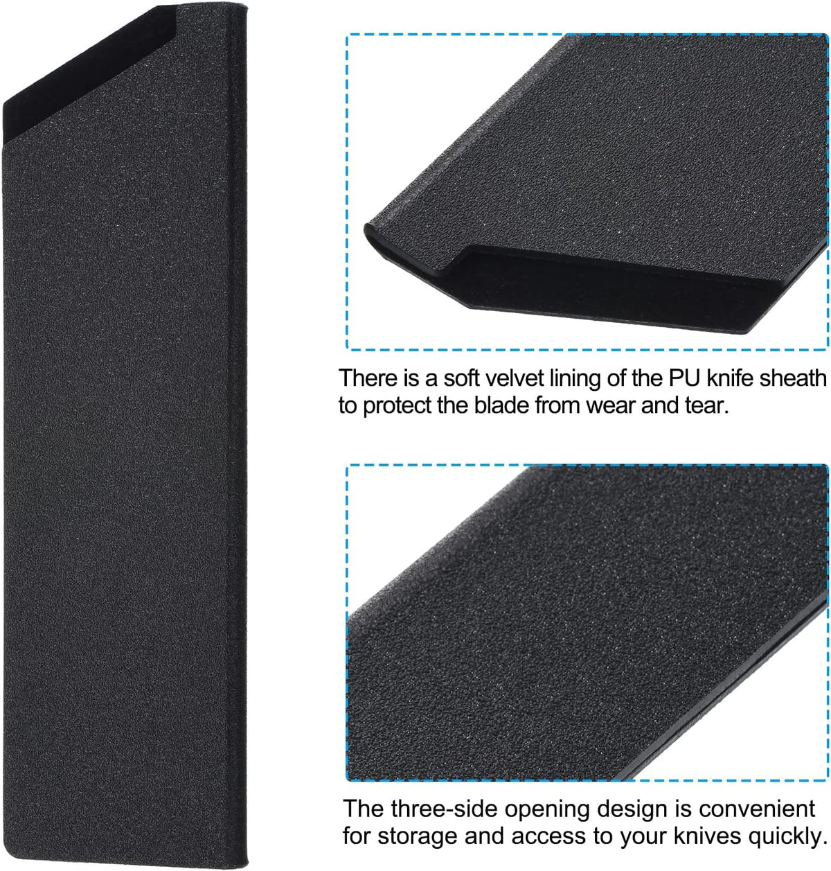 ABS Knife Cover Sleeves for 8" Chef Knife, Knives Edge Guard Blade Protector Universal Knife Sheath for Home Kitchen, Black