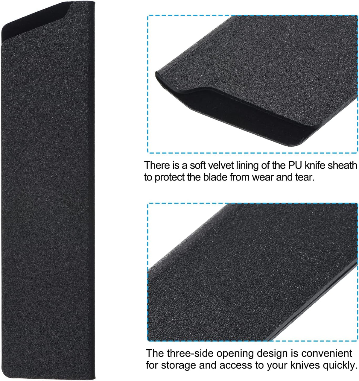 ABS Knife Cover Sleeves for 8" Chef Knife, Knives Edge Guard Blade Protector Universal Knife Sheath for Home Kitchen, Black