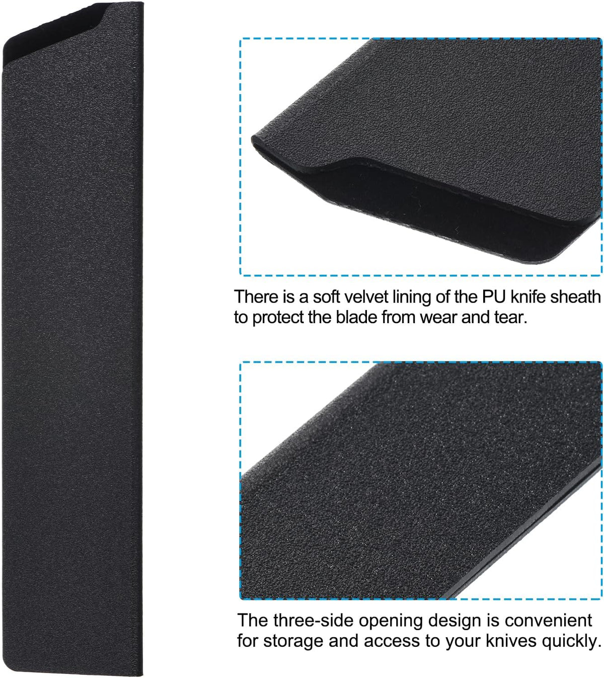 ABS Knife Cover Sleeves for 8" Chef Knife, Knives Edge Guard Blade Protector Universal Knife Sheath for Home Kitchen, Black