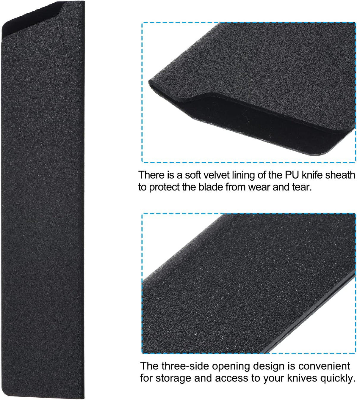 ABS Knife Cover Sleeves for 8" Chef Knife, Knives Edge Guard Blade Protector Universal Knife Sheath for Home Kitchen, Black