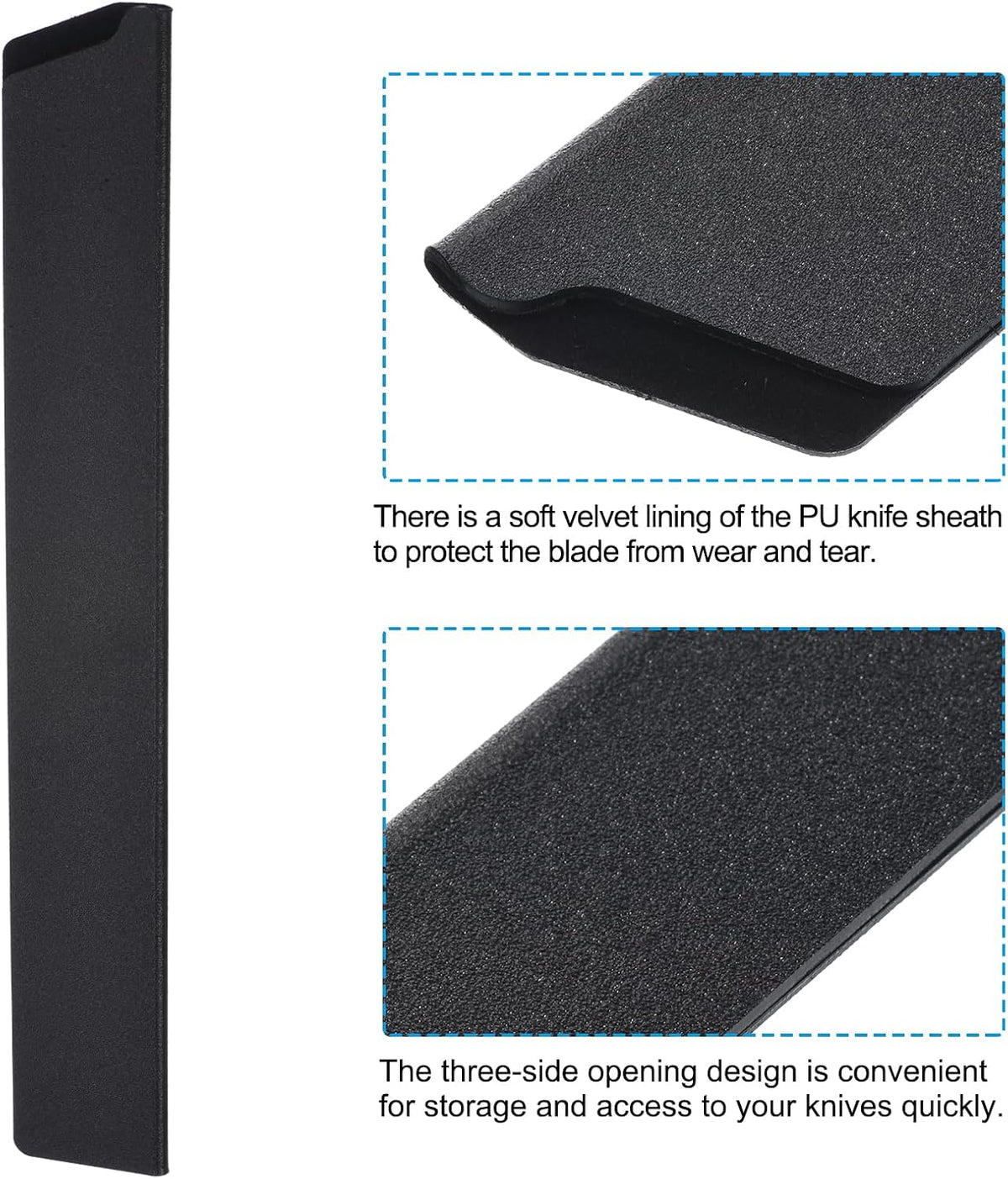 ABS Knife Cover Sleeves for 8" Chef Knife, Knives Edge Guard Blade Protector Universal Knife Sheath for Home Kitchen, Black
