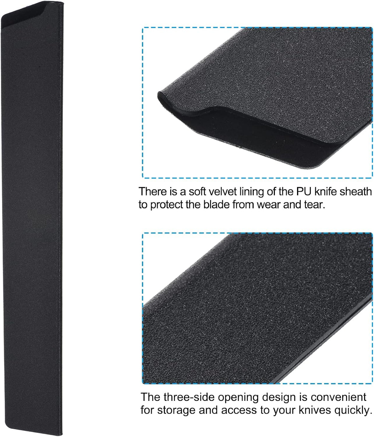 ABS Knife Cover Sleeves for 8" Chef Knife, Knives Edge Guard Blade Protector Universal Knife Sheath for Home Kitchen, Black
