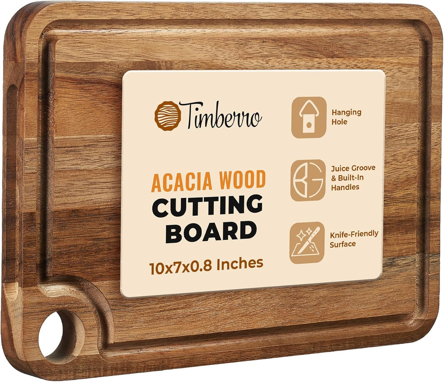 Acacia Wood Cutting Board (20x15x1.2 In.) - Large Thick Edge Grain Wooden Chopping Boards for Kitchen, Giant XL Organic Hardwood Carving Block for Raw Meat