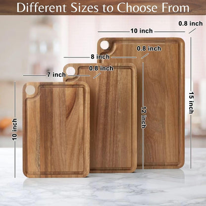 Acacia Wood Cutting Board (20x15x1.2 In.) - Large Thick Edge Grain Wooden Chopping Boards for Kitchen, Giant XL Organic Hardwood Carving Block for Raw Meat