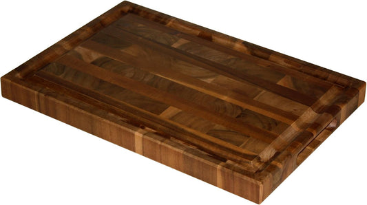Brown Extra Large Organic End-Grain Hardwood Acacia Cutting Board with Juice groove | Butcher Block | Kitchen Chopping Board | Carving Board - 16" x 11" x 1.25"