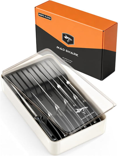 2-in-1 Detachable Knife Block & Silverware Organizer | Drawer Knife Holder for 10 Knives, Blade-Safe Slots, Save Counter Space, Kitchen Drawer or Counter Storage, No Knives