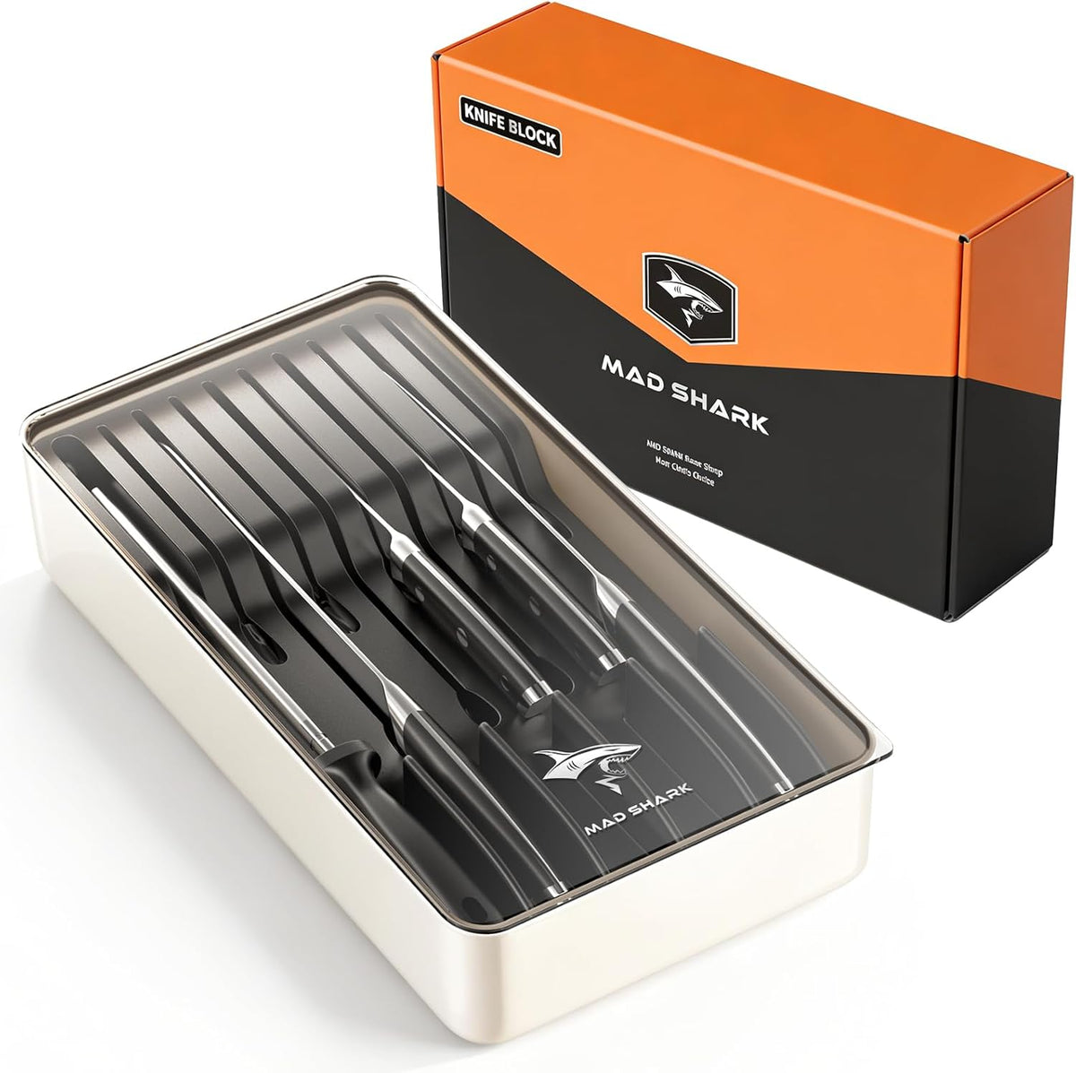2-in-1 Detachable Knife Block & Silverware Organizer | Drawer Knife Holder for 10 Knives, Blade-Safe Slots, Save Counter Space, Kitchen Drawer or Counter Storage, No Knives