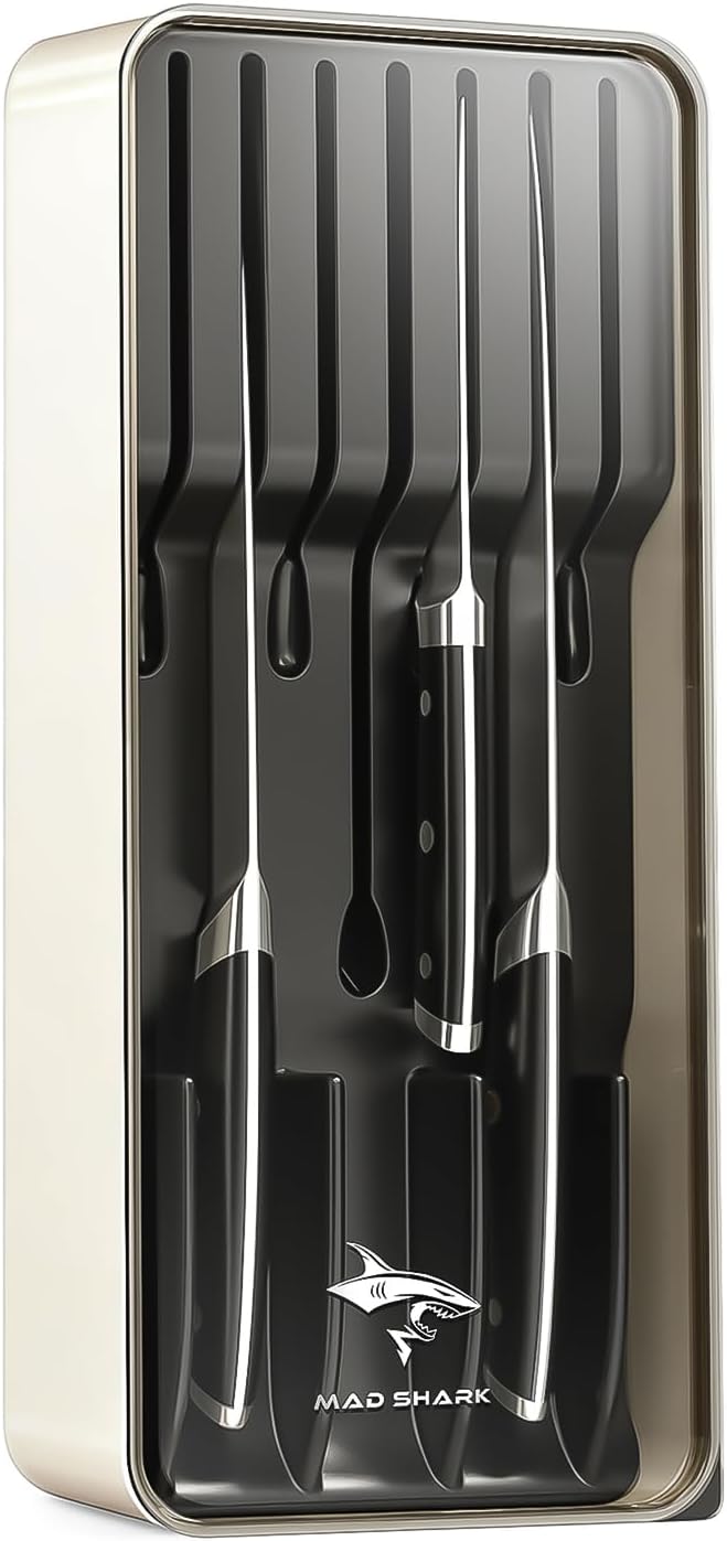 2-in-1 Detachable Knife Block & Silverware Organizer | Drawer Knife Holder for 10 Knives, Blade-Safe Slots, Save Counter Space, Kitchen Drawer or Counter Storage, No Knives