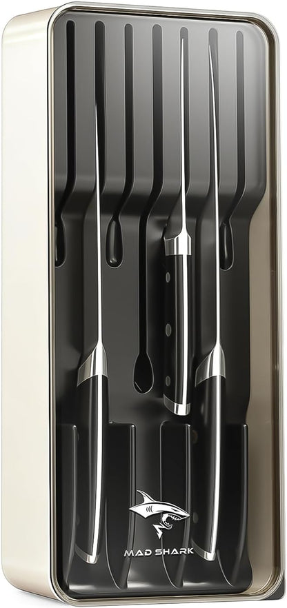 2-in-1 Detachable Knife Block & Silverware Organizer | Drawer Knife Holder for 10 Knives, Blade-Safe Slots, Save Counter Space, Kitchen Drawer or Counter Storage, No Knives