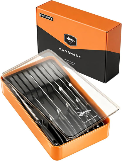 2-in-1 Detachable Knife Block & Silverware Organizer | Drawer Knife Holder for 10 Knives, Blade-Safe Slots, Save Counter Space, Kitchen Drawer or Counter Storage, No Knives