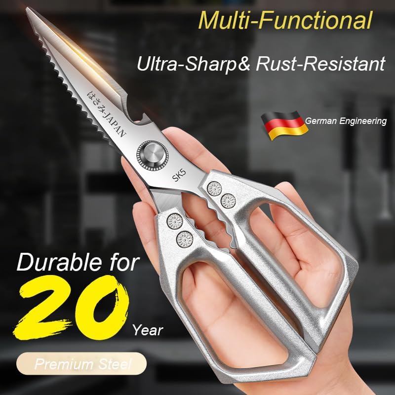 Kitchen Scissors for Food, Heavy Duty Poultry Shears for Chicken, Turkey, Fish & Vegetables, Multi-Purpose Stainless Steel Cooking Scissors, Dishwasher Safe