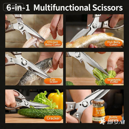 Kitchen Scissors for Food, Heavy Duty Poultry Shears for Chicken, Turkey, Fish & Vegetables, Multi-Purpose Stainless Steel Cooking Scissors, Dishwasher Safe