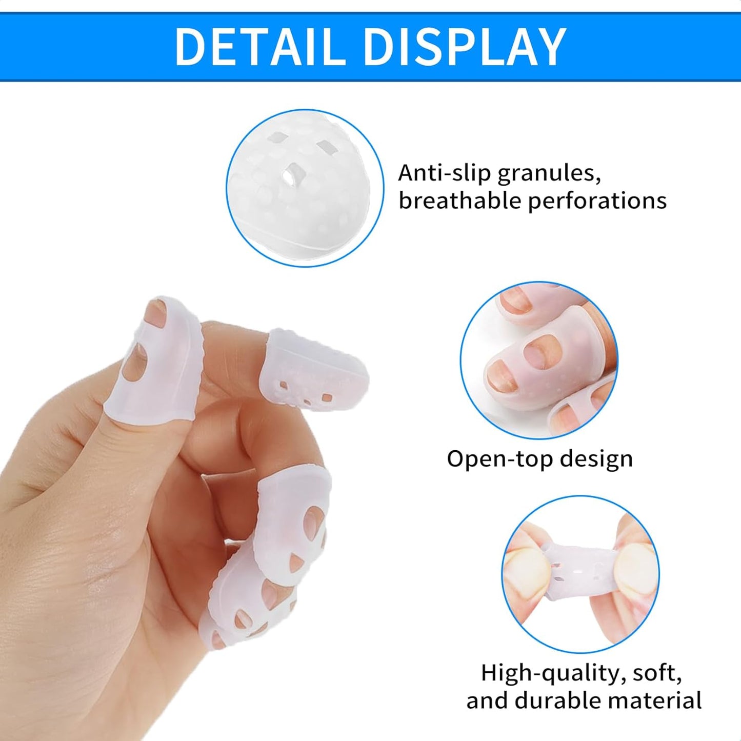 50 Pcs Guitar Silicone Finger Protector,Fingertip Protection Covers Caps in 5 Sizes for Beginner Playing Ukulele Electric Guitar and 10 Guitar Picks