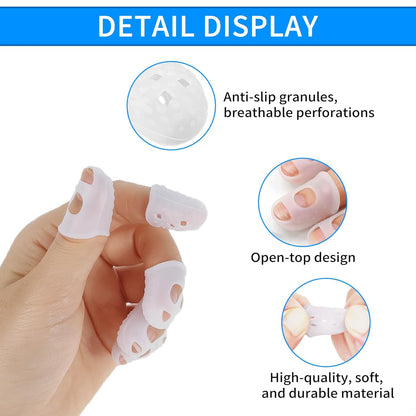 50 Pcs Guitar Silicone Finger Protector,Fingertip Protection Covers Caps in 5 Sizes for Beginner Playing Ukulele Electric Guitar and 10 Guitar Picks